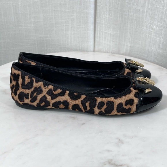 Michael Kors Animal Print Calf Hair Patent Leather Toe Ballet Flats Size 6.5 - Picture 7 of 16